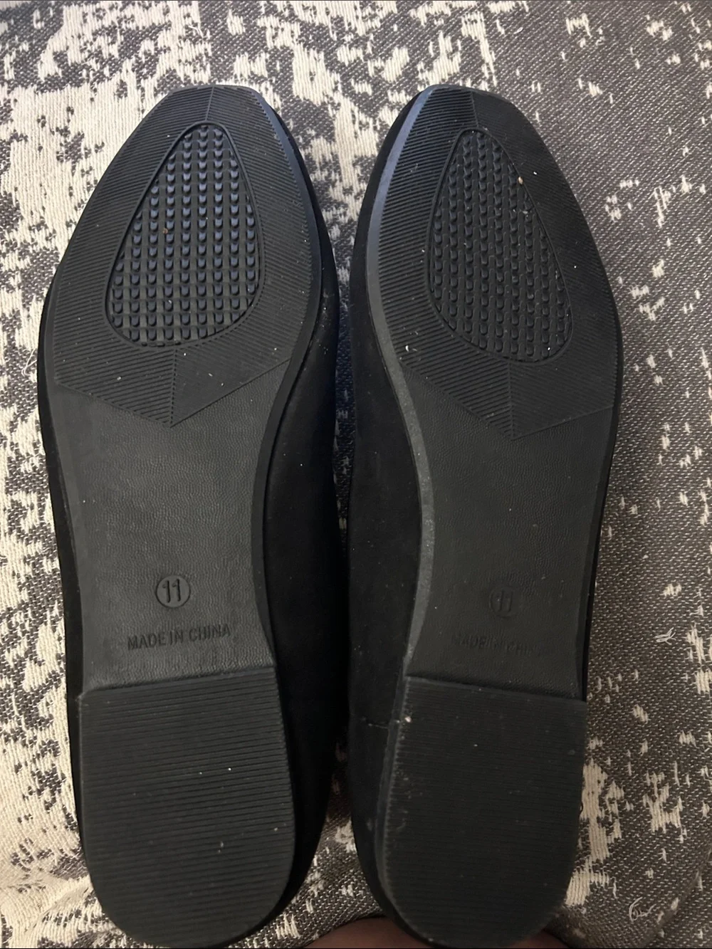 AFEETSING Black Round Toe Ballet Flats with Bow size 11 GUC